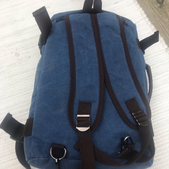 men s brief backpack convertible bag blue brown ec
